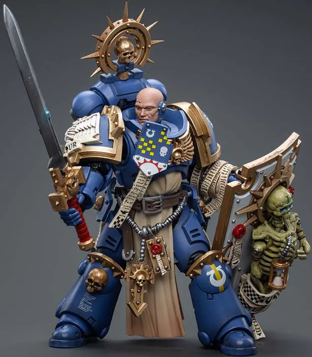 Ultramarines Primaris Captain with Relic Shield and Power Sword 1/18 Scale | Warhammer 40K | Joy Toy