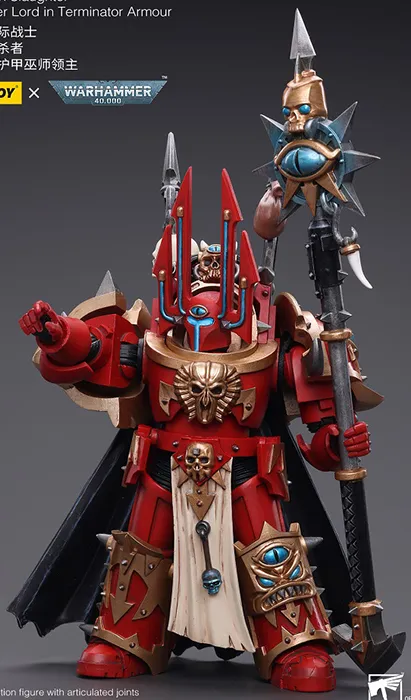 Chaos Space Marines Crimson Slaughter Sorcerer Lord in Terminator Armour 1/18 Scale | Warhammer 40K | Joy Toy 