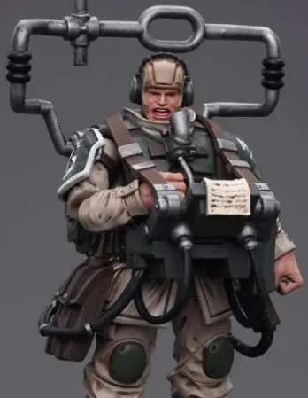 Astra Militarum Cadian Command Squad Veteran with Master Vox 1/18 Scale | Warhammer 40K | Joy Toy