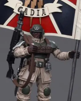 Astra Militarum Cadian Command Squad Veteran with Regimental Standard 1/18 Scale | Warhammer 40K | Joy Toy