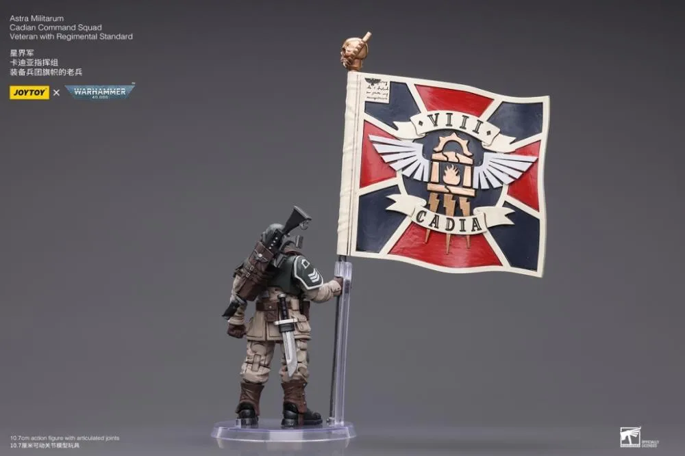 Astra Militarum Cadian Command Squad Veteran with Regimental Standard 1/18 Scale | Warhammer 40K | Joy Toy
