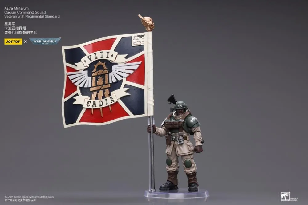 Astra Militarum Cadian Command Squad Veteran with Regimental Standard 1/18 Scale | Warhammer 40K | Joy Toy