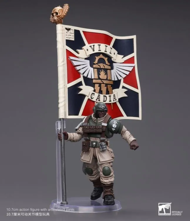 Astra Militarum Cadian Command Squad Veteran with Regimental Standard 1/18 Scale | Warhammer 40K | Joy Toy