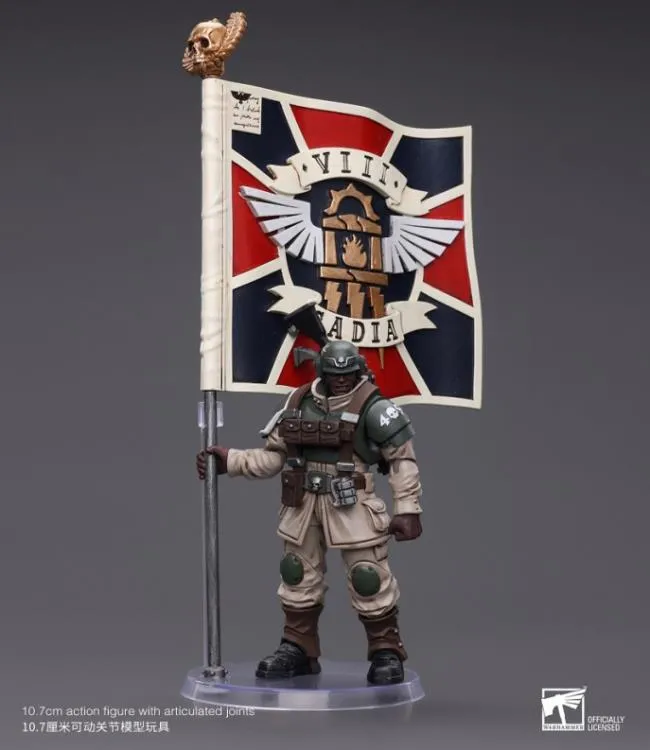 Astra Militarum Cadian Command Squad Veteran with Regimental Standard 1/18 Scale | Warhammer 40K | Joy Toy