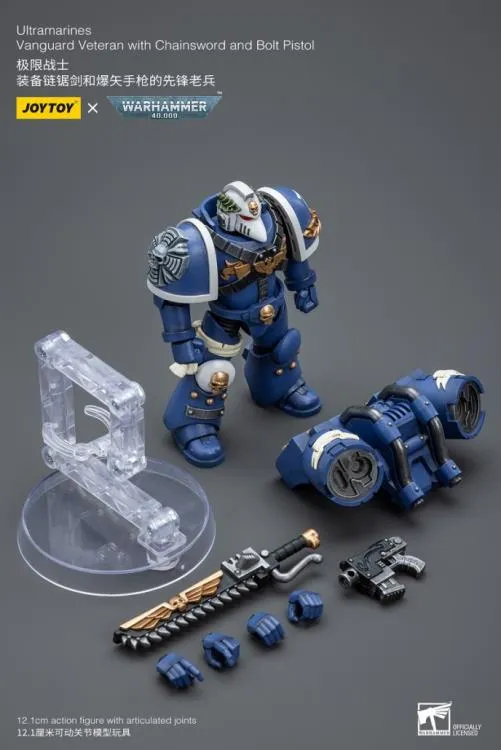 Ultramarines Vanguard Veteran with Chainsword and Bolt Pistol 1/18 Scale | Warhammer 40K | Joy Toy