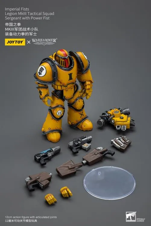 Imperial Fists Legion MkIII Tactical Squad Sergeant with Power Fist 1/18 Scale | Warhammer 40K: The Horus Heresy | Joy Toy