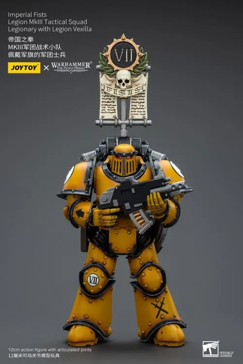 Imperial Fists Legion MkIII Tactical Squad Legionary with Legion Vexilla 1/18 Scale | Warhammer 40K: The Horus Heresy | Joy Toy