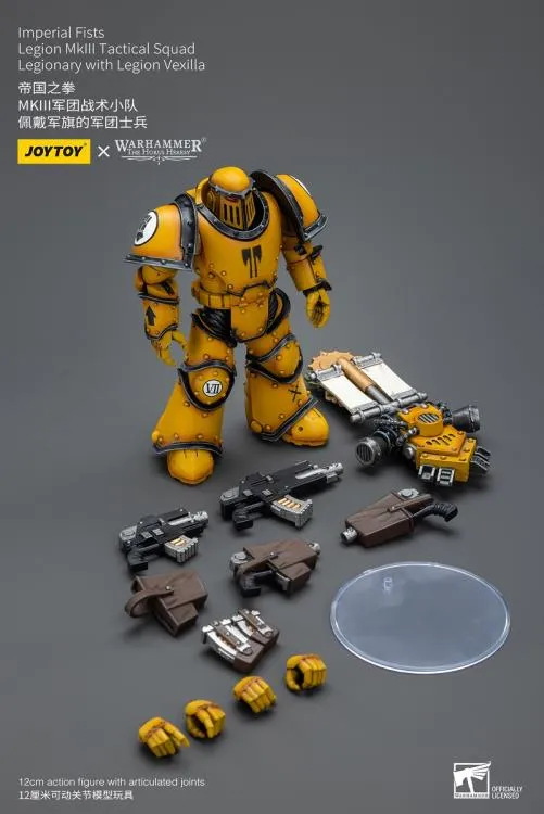 Imperial Fists Legion MkIII Tactical Squad Legionary with Legion Vexilla 1/18 Scale | Warhammer 40K: The Horus Heresy | Joy Toy