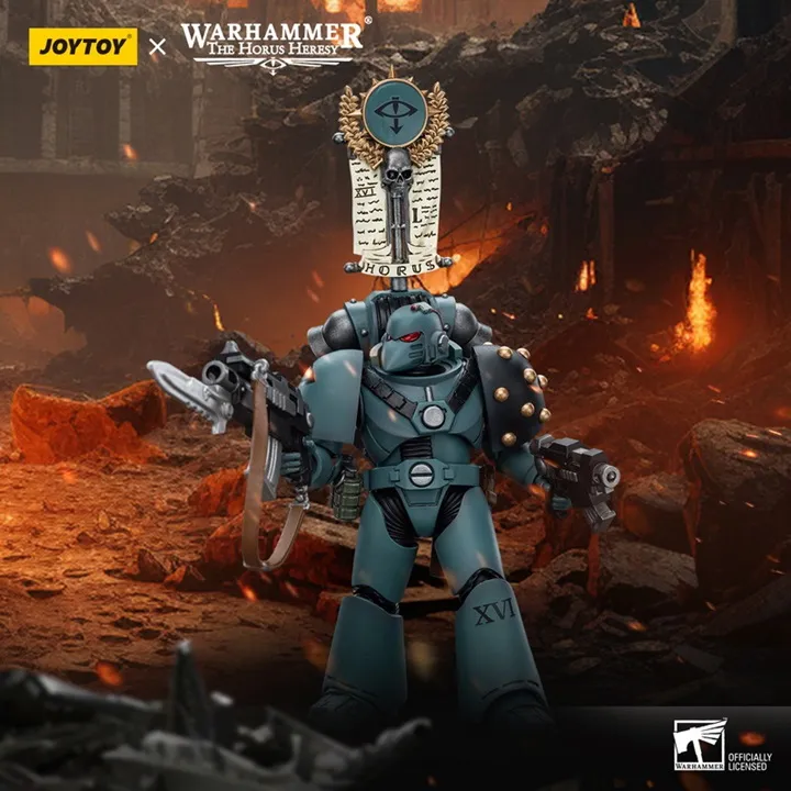 Sons of Horus MKVI Tactical Squad Legionary with Legion Vexilla 1/18 Scale | Warhammer 40K: The Horus Heresy | Joy Toy