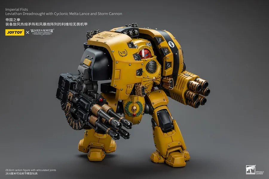 Imperial Fists Leviathan Dreadnought with Cyclonic Melta Lance and Storm Cannon 1/18 Scale | Warhammer 40K | Joy Toy