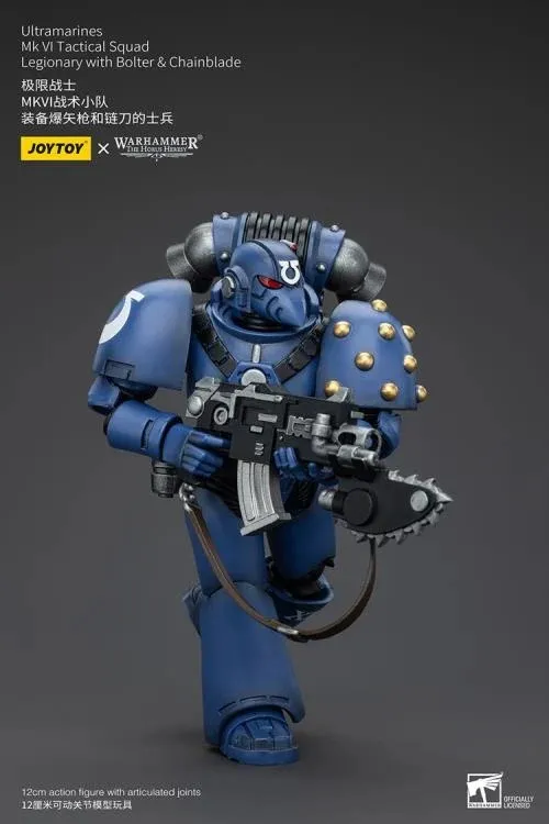 Ultramarines MKVI Tactical Squad Legionary with Bolter and Chainblade 1/18 Scale | Warhammer 40K: The Horus Heresy | Joy Toy