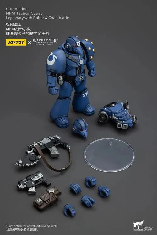 Ultramarines MKVI Tactical Squad Legionary with Bolter and Chainblade 1/18 Scale | Warhammer 40K: The Horus Heresy | Joy Toy