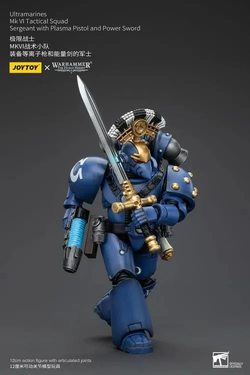 Ultramarines MKVI Tactical Squad Sergeant with Plasma Pistol and Power Sword 1/18 Scale | Warhammer 40K: The Horus Heresy | Joy Toy