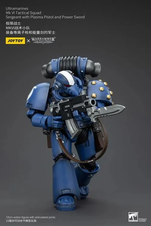 Ultramarines MKVI Tactical Squad Sergeant with Plasma Pistol and Power Sword 1/18 Scale | Warhammer 40K: The Horus Heresy | Joy Toy