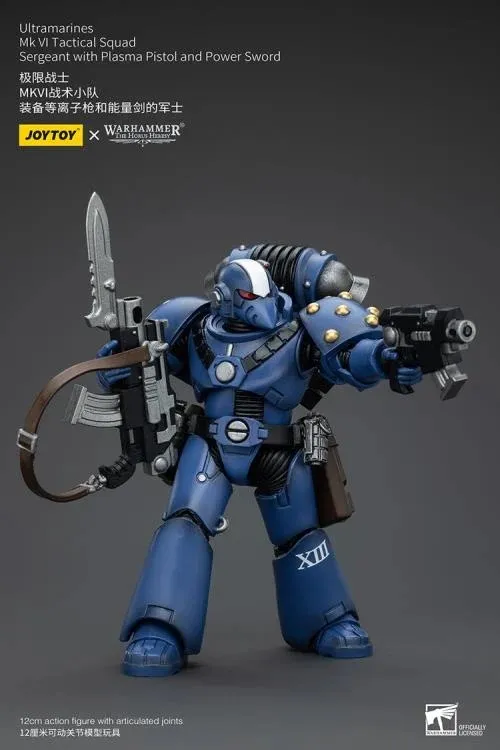 Ultramarines MKVI Tactical Squad Sergeant with Plasma Pistol and Power Sword 1/18 Scale | Warhammer 40K: The Horus Heresy | Joy Toy