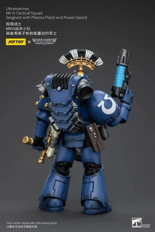 Ultramarines MKVI Tactical Squad Sergeant with Plasma Pistol and Power Sword 1/18 Scale | Warhammer 40K: The Horus Heresy | Joy Toy