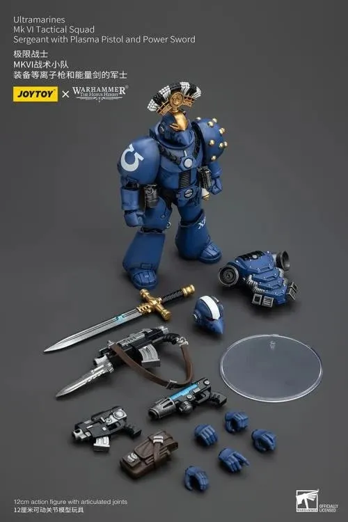 Ultramarines MKVI Tactical Squad Sergeant with Plasma Pistol and Power Sword 1/18 Scale | Warhammer 40K: The Horus Heresy | Joy Toy