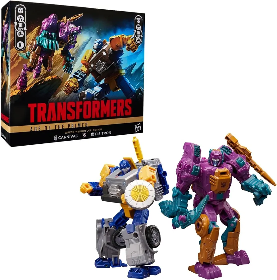 Fisitron and Carnivac Set of 2 Deluxe Class | Transformers: Age of the Primes Wreck 'n Doom Collection | Hasbro, Takara Tomy