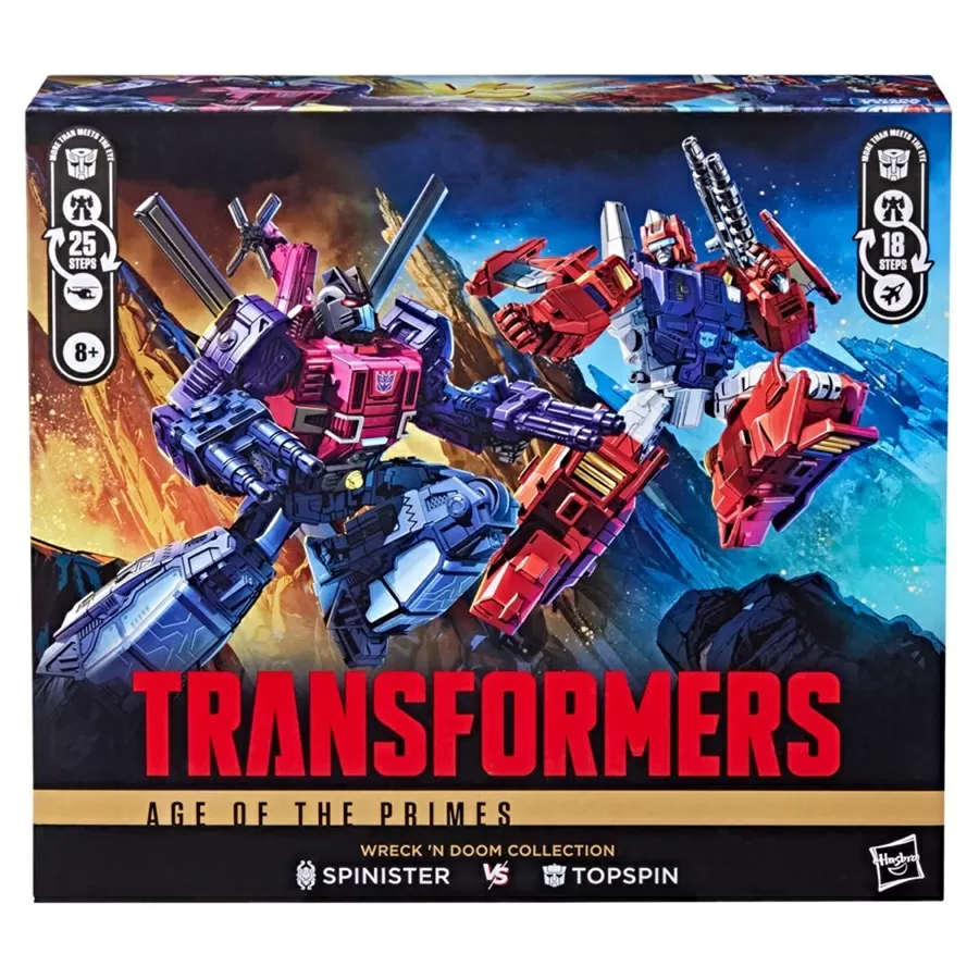 Topspin vs Spinister Set of 2 Deluxe Class | Transformers: Age of the Primes Wreck 'n Doom Collection | Hasbro, Takara Tomy
