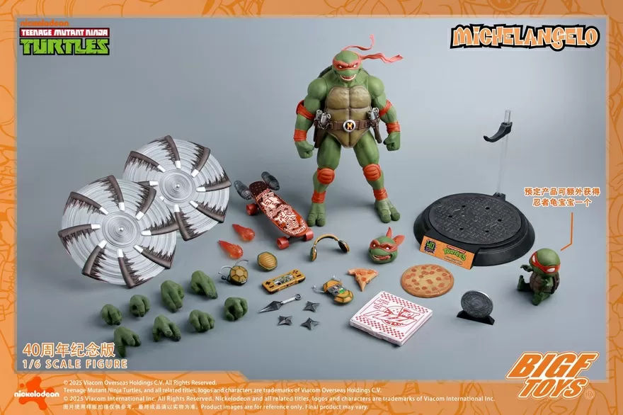 BIGF-004 Michelangelo 40th Anniversary Edition 1/6 Scale | Teenage Mutant Ninja Turtles | BigFToys