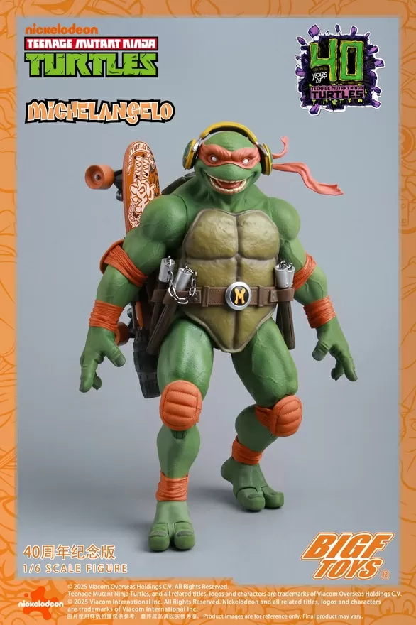BIGF-004 Michelangelo 40th Anniversary Edition 1/6 Scale | Teenage Mutant Ninja Turtles | BigFToys