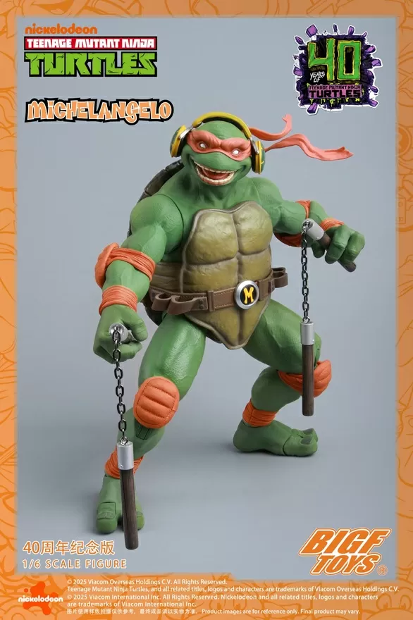 BIGF-004 Michelangelo 40th Anniversary Edition 1/6 Scale | Teenage Mutant Ninja Turtles | BigFToys