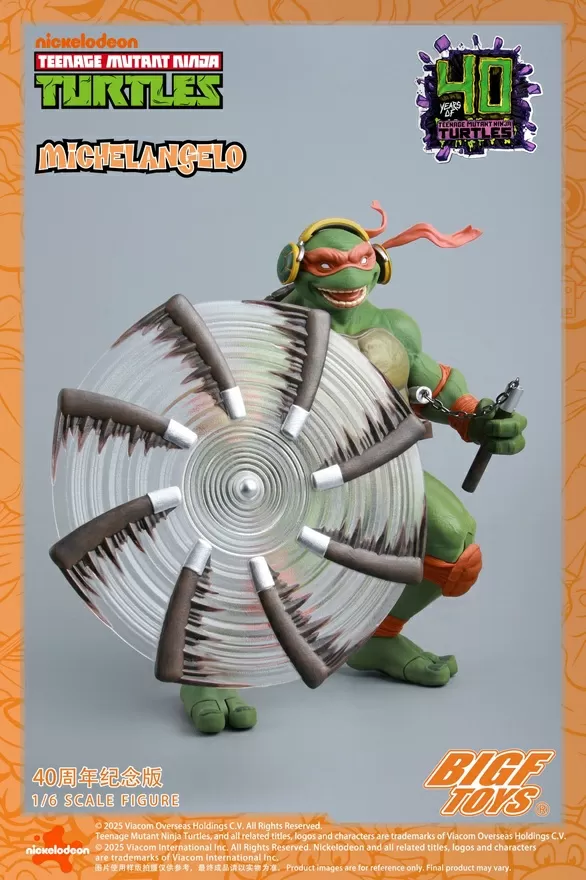 BIGF-004 Michelangelo 40th Anniversary Edition 1/6 Scale | Teenage Mutant Ninja Turtles | BigFToys