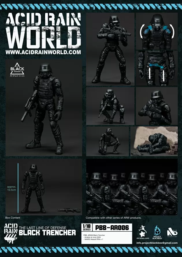 PBB-AR006 Black Trencher 1/18 Scale | Acid Rain: Project Black Box | Fext Hobby